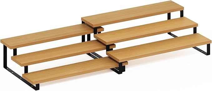 Furinno Ravel 3-Tier Multipurpose Expandable, Nestable Kitchen Counter Spice Rack Organizer, Set of 2, Beech/Black