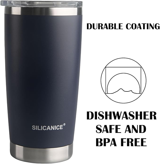 Navy Blue 20 oz Stainless Steel Double Wall Vacuum Insulated Tumbler with Lid,Dishwasher Safe,No Spill Proof Coffee Travel Cup for Hot & Ice Cola,Bear,Smoothie,Work Office Aldult Mug Durable,BPA Free