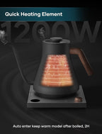 Electric Kettles, Gooseneck Electric Kettle, ±1℉ Temperature Control, Stainless Steel Inner, Quick Heating, for Pour Over Coffee, Brew Tea, Boil Hot Water, 0.9L Dark Grey