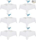 Fitable 6 Pack White Square Tablecloths - 70 x 70 Inches - Stain Resistant and Reusable Table Clothes, Polyester Fabric Table Covers for Dining, Card Tables, Coffee Tables