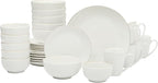 Gibson Home Ogalla 30 Piece Plates, Bowls, & Mugs Dinnerware Set - Service for 6 - White Porcelain W/Gold Band