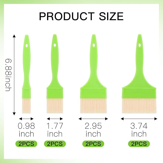 8 Pcs Pastry Brush - Cooking Grease Brush, Food Brushes For Baking/Grilling/Spreading Marinades/Butter/Sauces/Eggs, Durable Kitchen Culinary Utensil