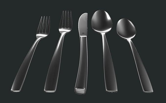 30-Piece Flatware Set For 6, Modern Sleek Design Silverware Set, 18 10 Stainless Steel Utensils, Include Knife/Fork/Spoon, Mirror Polished Set of Cutlery, Dishwasher Safe