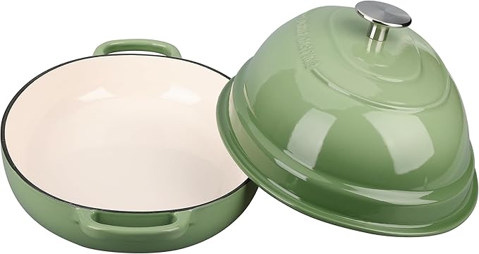 Enameled Oval Cast Iron Dutch Oven Pot with Lid, Bread Dutch Oven for Sourdough Bread Baking, 6QT, Pistachio Green