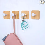 Self Adhesive Wall Hooks for Hanging Heavy Duty,Small Sticky Decorative No Nail White Hooks,4 Pieces Cute Unique Utility Hooks No Damage Hanger Hook for Wall Mounted