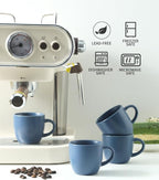 Hasense Ceramic 3 OZ Espresso Cups, Porcelain Espresso Demitasse Cups Set of 4 for Double shot, Lungo and Ristretto, Tiny Italian Expresso Shot Coffee Mugs for Home and Office, Blue