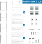 Adjustable 6-Tier Over the Door Pantry Organizer, Spice Rack, Narrow Hanging Shelf for Kitchen Storage and Organization (White)