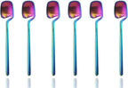 JASHII Honey Jam Spoon, Stainless Steel Mini Coffee Spoon, Teaspoon, 6-piece (Matte Rainbow)