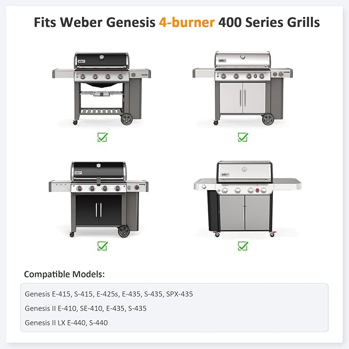 Stanbroil 6789 Full Size Griddle Insert for Weber Genesis 4-Burner 400 Series Gas Grill, Nonstick Coating Flat Top Griddle for Weber Genesis I&II 410 415 425s 435 440, Black