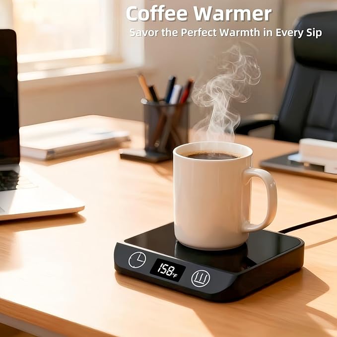 Coffee Mug Warmer, 20W Fast Heating & Constant Temperature Control, 6-Temp Settings, 1-12H Timer, Candle Warmer, Compatible with Various Cups for Coffee, Tea, Milk (Black)