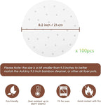 100 PCS Bamboo Steamer Liner, 8 Inch Round Air Fryer Parchment Paper with Holes, White Non-Stick Steamer Paper Sheet