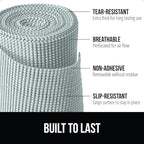 GORILLA GRIP powerGRIP Drawer Shelf and Cabinet Liner, Thick Strong Hold, Non-Adhesive Liners Protect Kitchen Cabinets and Cupboard, Bathroom Drawers, Easy Install, Breathable Mat, 12" x10', Spa Blue