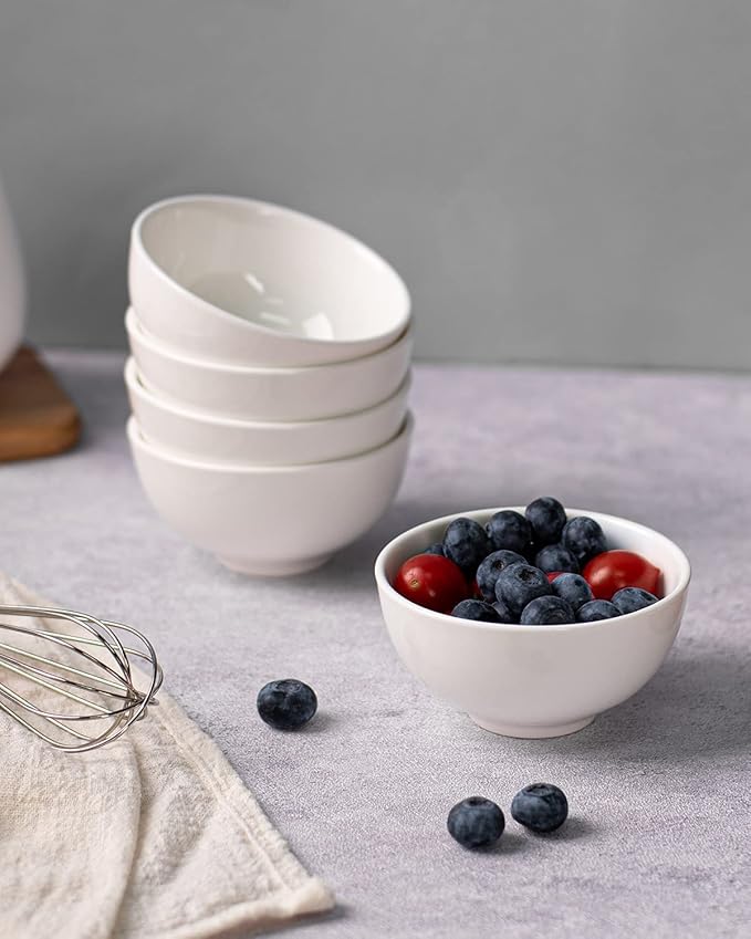 DELLING Soy Sauce Dish Ceramic 4oz Dipping Bowls - White Porcelain Dip Bowls, Set of 6