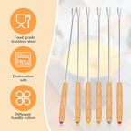 Blcculi 24 PCS Stainless Steel Fondue Forks,9.4 Inch Fondue Sticks,6 Color Coding Cheese Fondue Forks with Heat Resistant Handle,for Chocolate Fountain,Roast Meat,Cheese Fondue,Dessert Fruits