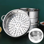HEMOTON Stainless Steel Stackable Steamer Basket: 22cm Metal Steamer Pot Insert Pan Steaming Cookware for Dumpling Eggs Bun Dim Sum Meat Fish Rice Vegetable