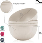 PYRMONT Wheat Straw Bowls 26 OZ Plastic Bowls Reusable, Unbreakable Soup Bowls, Bowl Set of 8, Cereal Bowl, Small Bowls for Kitchen, Dishwasher & Microwave Safe Bowls, BPA-Free (Beige)