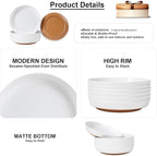 Webbylee 8.25" Melamine Deep Plates Set of 6-28oz Melamine Large Salad Bows，Serving Bowls for Cereal, Fruit, Soup，Deep Enough for Kitchen and Dining White/Brown