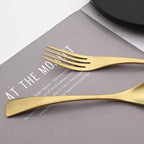 Luxury 18/10 Stainless Steel Matte Champagne gold Flatware Set - Silverware Cutlery Utensil Set Steak Knife Spoon and Fork Knife Serving Set,Service for 1 (6-Piece)