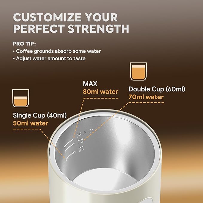 Portable Espresso Machine, Travel Coffee Maker for Camping, Car Coffee Maker Self-Heating with USB-C, 2 in 1 With Ground Coffee & NS Capsule for RV, Hiking, Office,Christmas Gifts for Men(White)