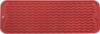 Silicone Dish Drying Mat for Multiple Usage,Easy clean,Eco-friendly,Heat-resistant Silicone Mat for Kitchen Counter,Sink,Bar,Bottle,or Cup Red M 17 inches x 6 inches