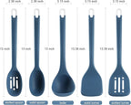 Silicone Kitchen Cooking Utensils Set: MOACC Heat Resistant 13inch Long Kitchen Gadgets, BPA Free Non Stick Rubber Cook Accessories For Food Prep, Frying, Serving, Basting (Dark Blue)