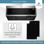 2-Pack Activated Carbon Charcoal Microwave Hood Filters - 10.25" x 7.125" Microwave Hood Filters - Compatible with Whirlpool WML55011HS & WML75011HZ Low‑Profile Models, Made in USA