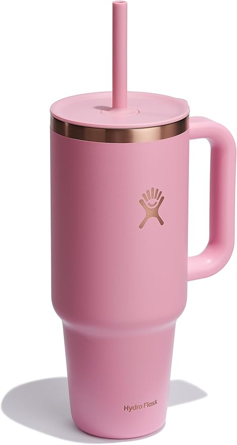 Hydro Flask 40 Oz Travel Tumbler with Handle, Lid and Straw - Insulated Stainless Steel in Primrose Gold