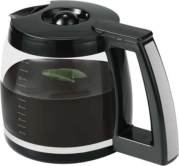 14-Cup Glass Coffee Carafe Replacement Compatible with Cuisinart Models DCC-3200P1, DCC- 3200, DCC-2200RC, Coffee Pot Replacement 14 Cup with Ergonomic Handle and Dripless Spout