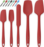 Coukre Silicone Spatula Set of 5,High Temperature Resistant, Food Grade Silicone, Dishwasher Safe, for Baking, Cooking (Pure Red)