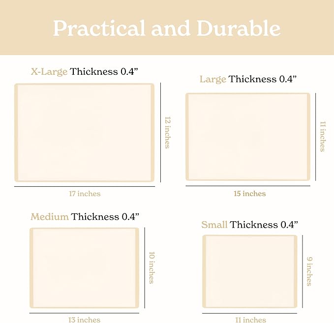 SMIRLY Plastic Cutting Board Set with Holder 4 Pieces, Non-Slip Dishwasher Safe Chopping Boards for Kitchen, Cream White