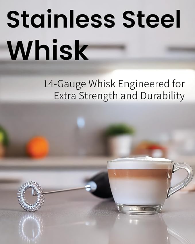 Elementi Pink Milk Frother Wand - Electric Handheld Matcha Whisk - Hand Frother for Coffee & Frappe Maker - Coffee Mixer - Electric Drink Stirrer - Hand Held Blender Stick & Mini Mixer (Hot Pink)