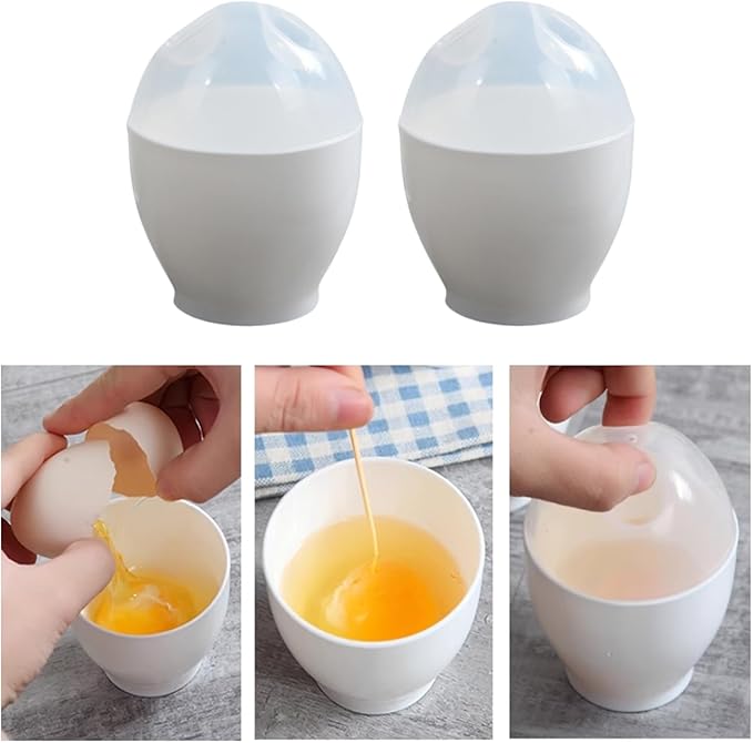 TopHomer 2 Pieces Microwave Boiled Egg Poacher Rapaid Egg Maker Cooking Accessories Kitchen Tool for Home Wedding Birthday
