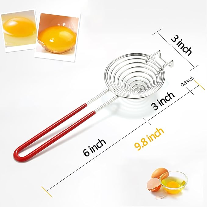 Egg Separator Egg Yolk White Separator Stainless Steel Egg White Yolk Sifting Filter Egg Divider Kitchen Tool for Baking/Cooking