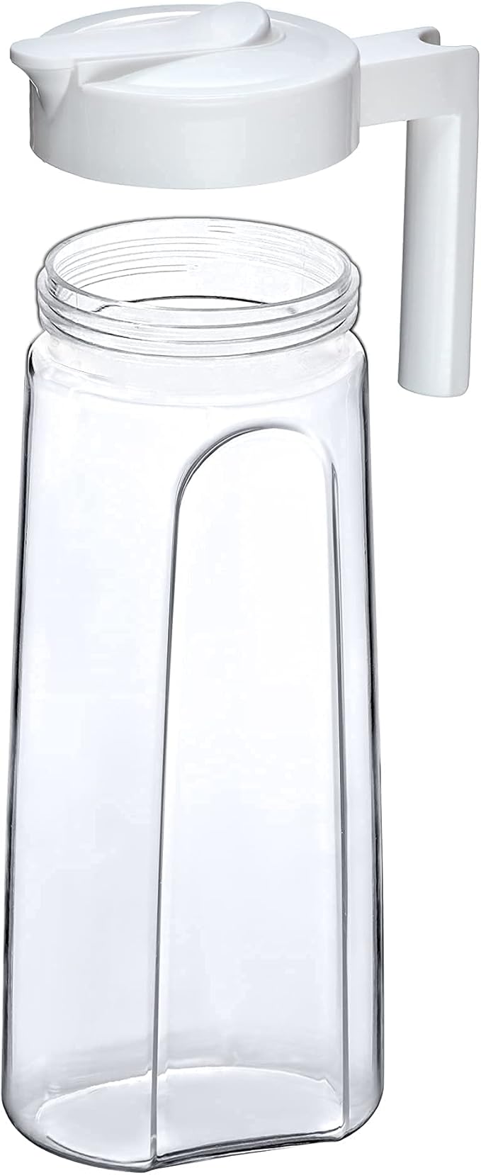 Amazing Abby - Slim - Tritan Pitcher (64 oz), Unbreakable Plastic Water Pitcher with Lid, BPA-Free, Heat-Resistant, Dishwasher-Safe, Great for Both Iced and Hot Drinks, Indoors and Outdoors, White