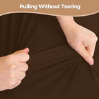 SereneGrace Elastic Table Cover, Windproof Tablecloth, 24x48 Inch Reusable Spandex Fitted Stretch 4-Foot Rectangle Table Cloth for Dining Room, Banquets, Events, Craft Displays, Parties, Brown