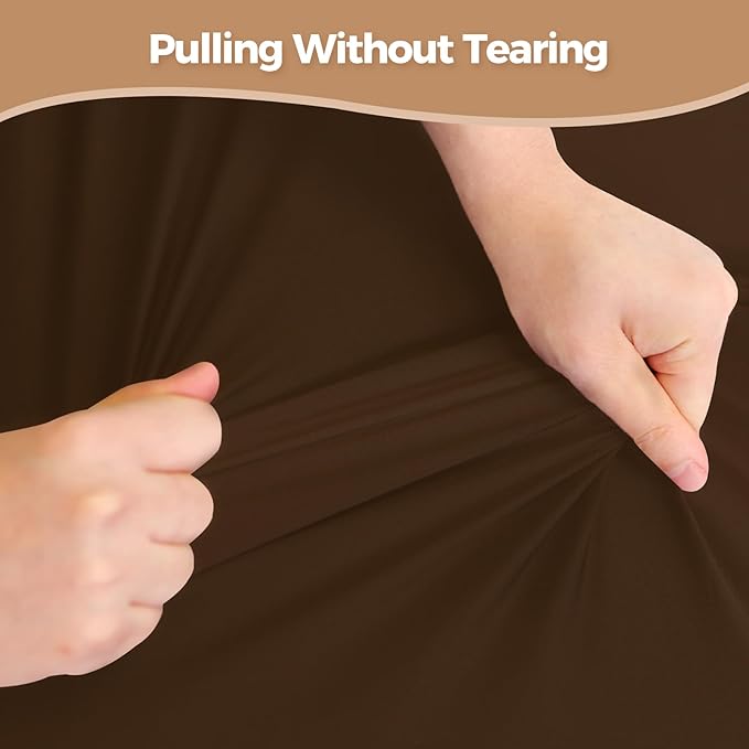 SereneGrace Elastic Table Cover, Windproof Tablecloth, 24x48 Inch Reusable Spandex Fitted Stretch 4-Foot Rectangle Table Cloth for Dining Room, Banquets, Events, Craft Displays, Parties, Brown