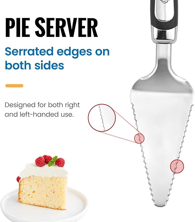 Pie Server Spatula and Cake Slicer Set with Luxury Gift Box, Black Stainless Steel Set - Kitchen Essentials for Cutting & Serving Desserts, Brownies, Lasagna - Great for Anniversary, Christmas Spatula