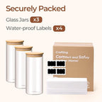 ComSaf 1.7 Qt Glass Storage Containers with Lids, Glass Jars with Lids, Clear Food Storage Jar, Round Canister Set of 3, Pantry Organizers for Pasta Flour Cookie Rice Tea Coffee Bean