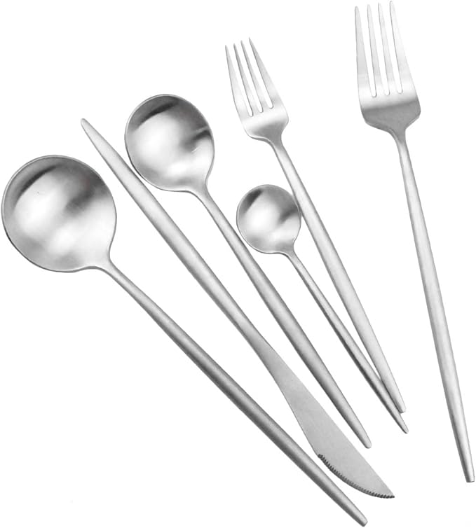 JASHII Luxury Flatware, Silverware Sets, 24-pieces Elegant Cute 18/10 Stainless Steel Silverware Set for Eating Home Kitchen Hotel Restaurant, Service Sets for 4 People, Dishwasher Safe