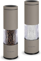 Salt and Pepper Grinder Set with Adjustable Coarseness | Manual Pepper Mill Grinder with Refillable Design | Ceramic Core | Kitchen Essential (2 Packs, Greige)