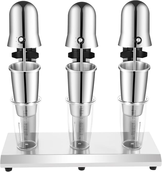 Milkshake Maker Three Head Electric Drink Mixer Commercial Milkshake Blender, 180W Stainless Steel Smoothie Mixer For Making Yogurt, Milk, Cocktails, Smoothies(Three Head,180W)