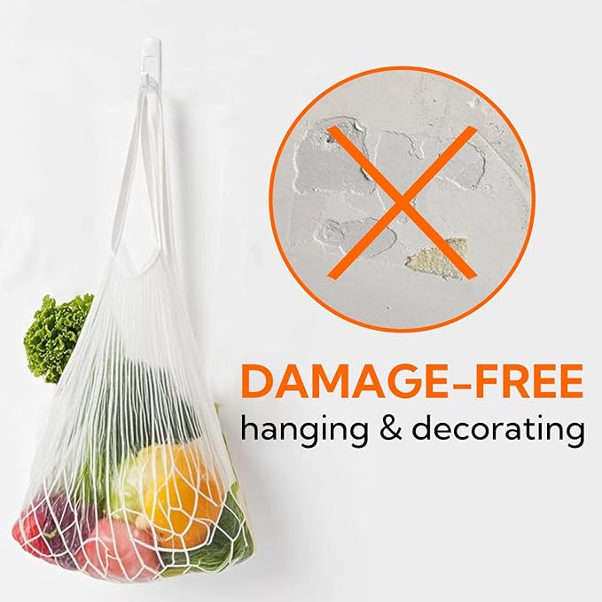 hookay 5lbs Utility Hooks, Damage-Free Hanging Wall Hooks, No Tools Removable Hanging Organizational Items in Living Spaces, 7 Hooks, 12 Adhesive Strips