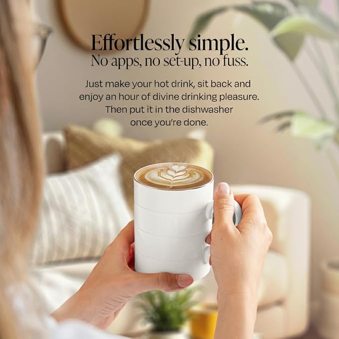 Glowstone Smart Heated Coffee Mug with Wireless Charging Base Self-heating Made from Fine Bone China Electric Coffee Mug and Self Heating Mug Keeps Drinks Hot Stay Hot Electric Coffee Mug