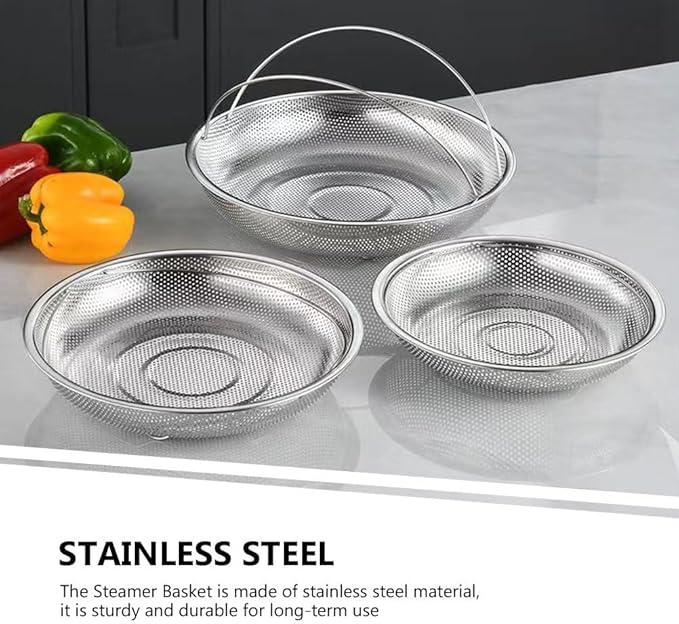 2Pcs Stainless Steel Steamer Basket with Handle - Versatile Food Steaming Rack for Rice Dumplings Vegetables and More Ideal for Home Cooking