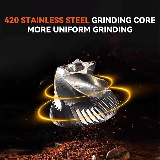 Portable Electric Coffee Grinder - 38 Grind Settings, Conical Burr & Black Stainless Steel Body, Rechargeable Mill for Espresso, Moka Pot, Turkish, Ideal for Camping and Travel