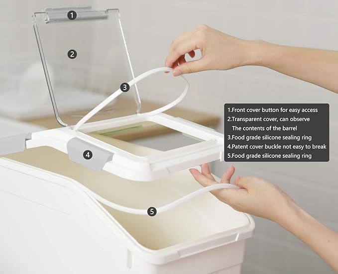 LISM 2 Pack Dog Food Storage Container with Scoop,Large Airtight Pet Dog Food Bin,Container for Dog Treats Rice,Dog Cat Dry Food Bin,Baking Supplies,Flour,Rice,Kitchen Pantry Cereal(10 LB)