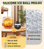 【Set of 4】 Ice Ball molds for cocktails, Bourbon, Whiskey Round Silicone Sphere Ice Molds with Funnel, Large Ice Cube Maker 2.4 Inch Ice big Balls trays, 2-in-1 Funnel Lid W-K8 (Deep Green)