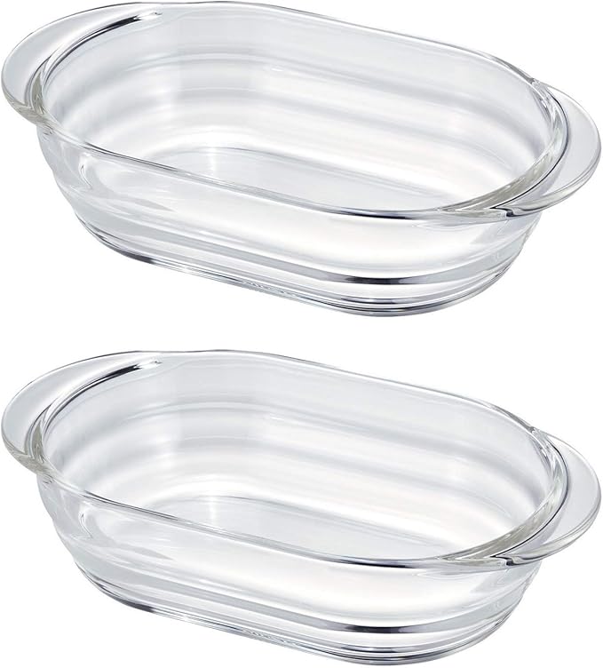 HARIO HGZO-1812 Heat-Resistant Glass Gratin Dish, Set of 2, Made in Japan