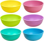 Re-Play Made in USA 20 Oz. Reusable Plastic Bowls, Pack of 6 - Dishwasher and Microwave Safe Bowls for Snacks, Cereals, and Everyday Dining - Durable Toddler Bowl Set 4.75" x 4.75" x 2" - Sorbet