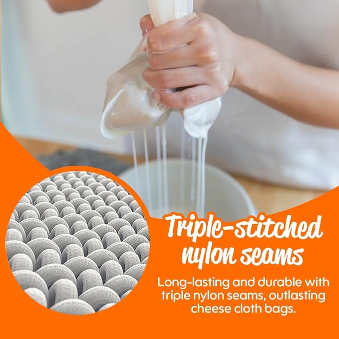 Pro Quality Nut Milk Bag 2 Pack - 12"X12" XL Bags - Commercial Grade Reusable All Purpose Food Strainer - Food Grade BPA-Free - Ultra Strong Nylon Mesh - Almond Milk, Juices, Cold Brew Recipes Videos